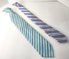 Boys Neck Tie Clip On Blue Purple Stripe