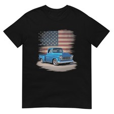 Classic Old Pickup Truck American Flag 4th of July Patriotic T-Shirt