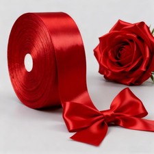 11/2" Wide x 100 Yards Red Solid Satin Ribbon For Crafts Hair Bows