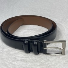 Italian Leather Black Dress Belt 36/90 1-1/8" Wide Taiwan