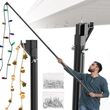  Christmas Light Hanger Pole with Utility Hook, Telescopic Extension Pole 