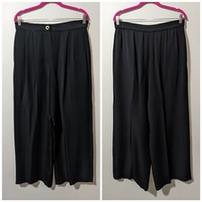 St. John Sportswear High Rise Wide Leg Silk Blend Pant Black Size Large