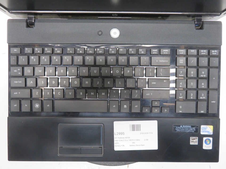 HP ProBook 4510S Intel Core 2 Duo T6570 2,1 GHz 2 GB SIN DISCO DURO sin batería Foto 2 de 4