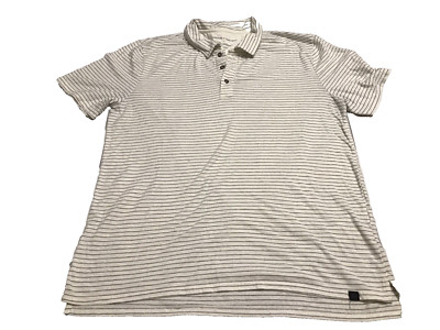 Threads 4 Thought Men's Striped White Polo T-shirt Short Sleeve Preppy Classic