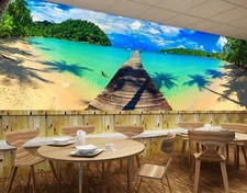 3D Beach Bridge G2847 Wallpaper Wall Murals Removable Self-adhesive Honey