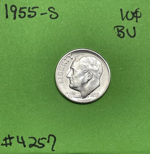 1955 S Roosevelt Dime 10c BU Uncirculated Mint State 90% Silver