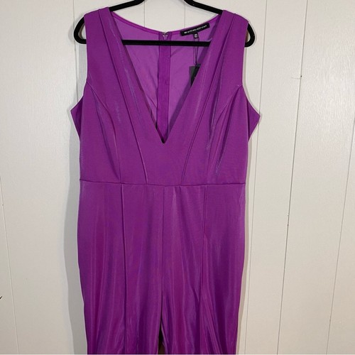 Symphony Plus Size 3XL Purple Sleeveless Wide Leg Jumpsuit Playsuit - Picture 3 of 7