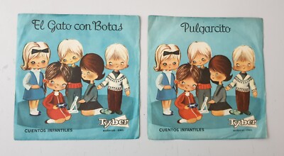 2 x 7'' SHELLAC 78rpm EL GATO CON BOTAS & PULGARCITO Spain Tyber 1963 RARE