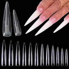  600pcs XXXL Clear Stiletto Nail Tips Extra Long 3XL Long Stiletto Nail Tips