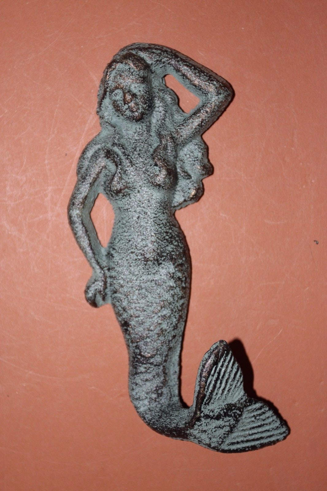 (3) Sea Life Mermaid Octopus Bath Towel Hook Gift Set Bronze-look Cast Iron