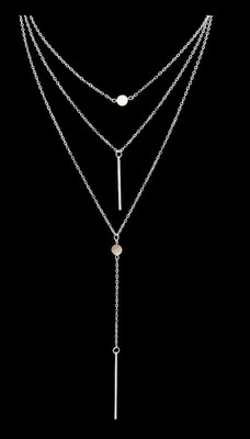 New Stunning silver toned multi layer 2 metal strips bars necklace 