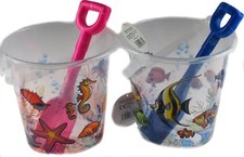 Transparent Clear Sea Animals Design Bucket And Spade Beach Toys (Set of 2)