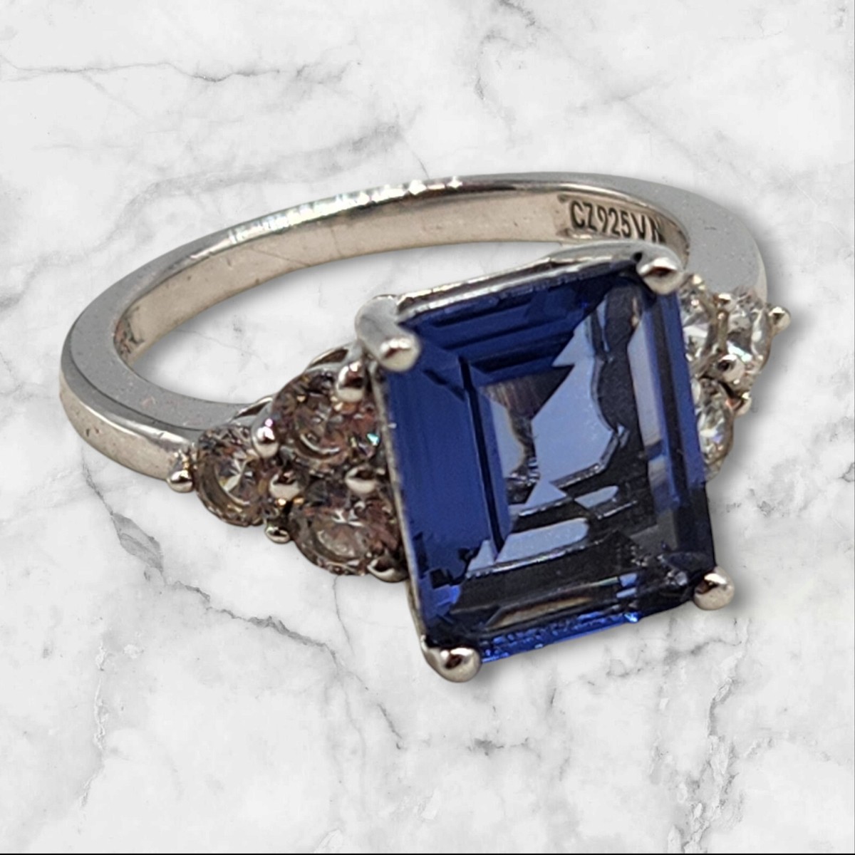 Vintage Kiera CZ 925 VN Sterling Silver Sapphire Cubic Zirconia 