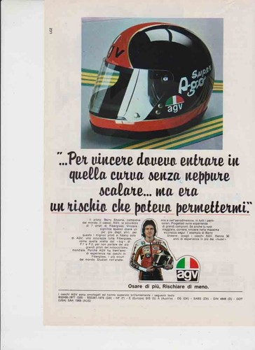 advertising Pubblicità- CASCO MOTO AGV 1978 -HELMET VINTAGE MOTOSPORT EPOCA