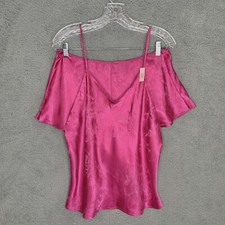 Victoria  s Secret Pajama Set Women Large Pink Cami Top Shorts Open Back Lingerie