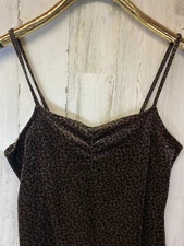 Vintage Y2K Jumping Joy Leopard Velvet Sexy Long Slip Dress No Sz Tag