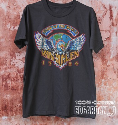 Van Halen 1984 Tour Of The World Logo Black T-Shirt S-5XL