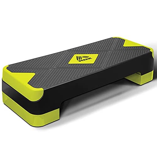Plataforma de escalones aerรณbicos con superficie texturizada antideslizante - Paso a paso ajustable de 2 niveles-