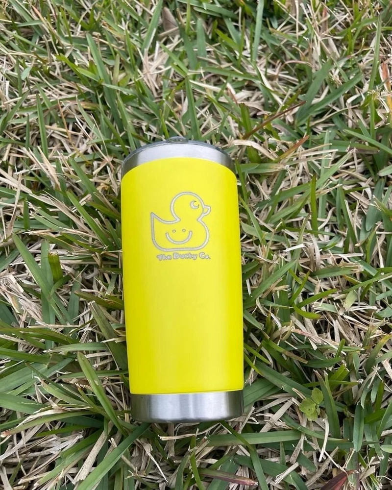 tumbler 20 oz Stainless Steel Laser Engraved with metal straw and brush cleaner.