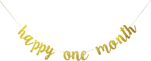 Glitzerndes Gold Happy One Month Banner, Baby Jungen/Mädchen 1 Monat/halbes Geburtsjahr