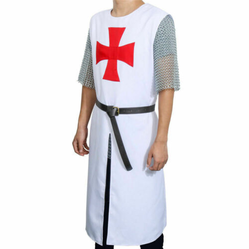 MEDIEVAL RED TEMPLAR Tunic Surcoat Crusader Sleeveless Renaissance LARP - Picture 6 of 14