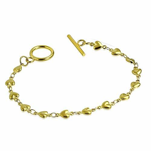 Edelstahl Silberfarben Liebe Herz Knebelverschluss Gliederkette Armband - Bild 1 von 7