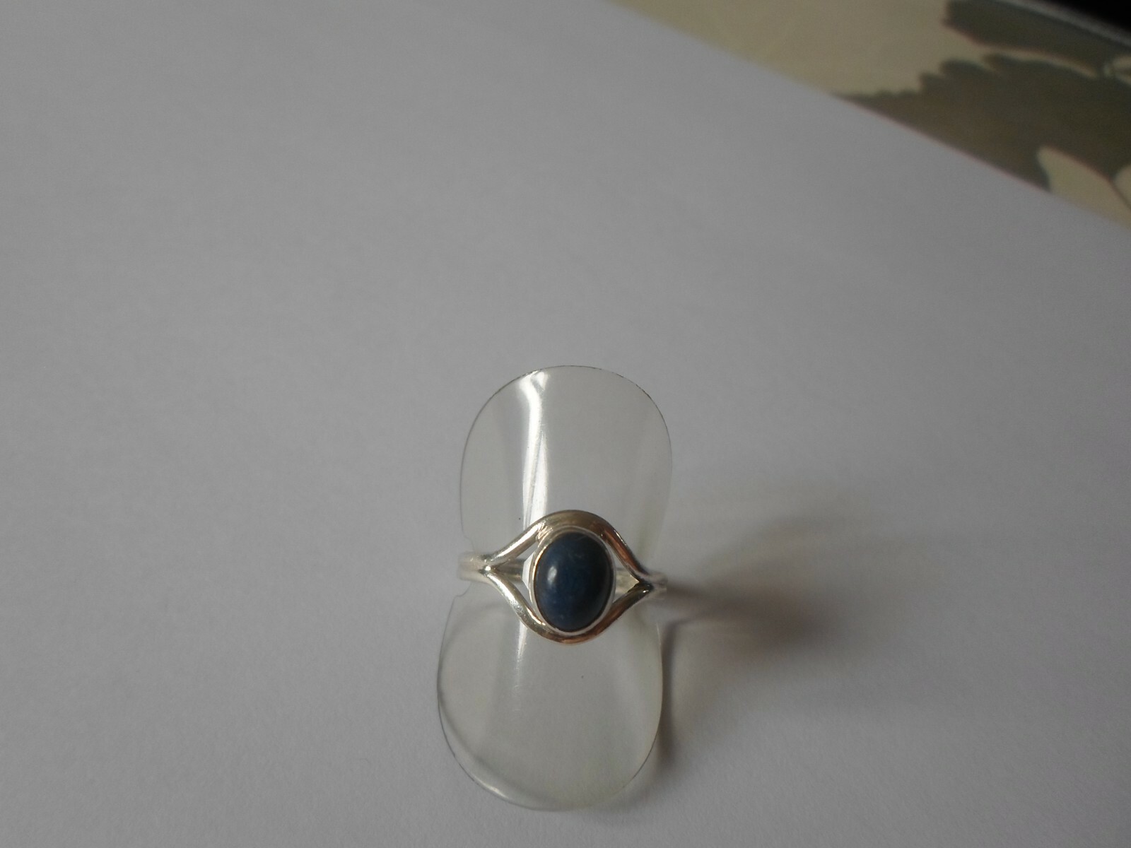 solid silver ring, dark blue cabochon, size 52 - image 7