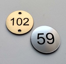 Pack of 10, 30mm plastic Engraved Discs Table Numbers locker and restaurant