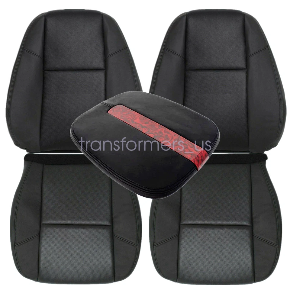 Both Side Perforated Leather Seat Cover Black For 2007-2014 Cadillac Escalade - Image 2 of 4