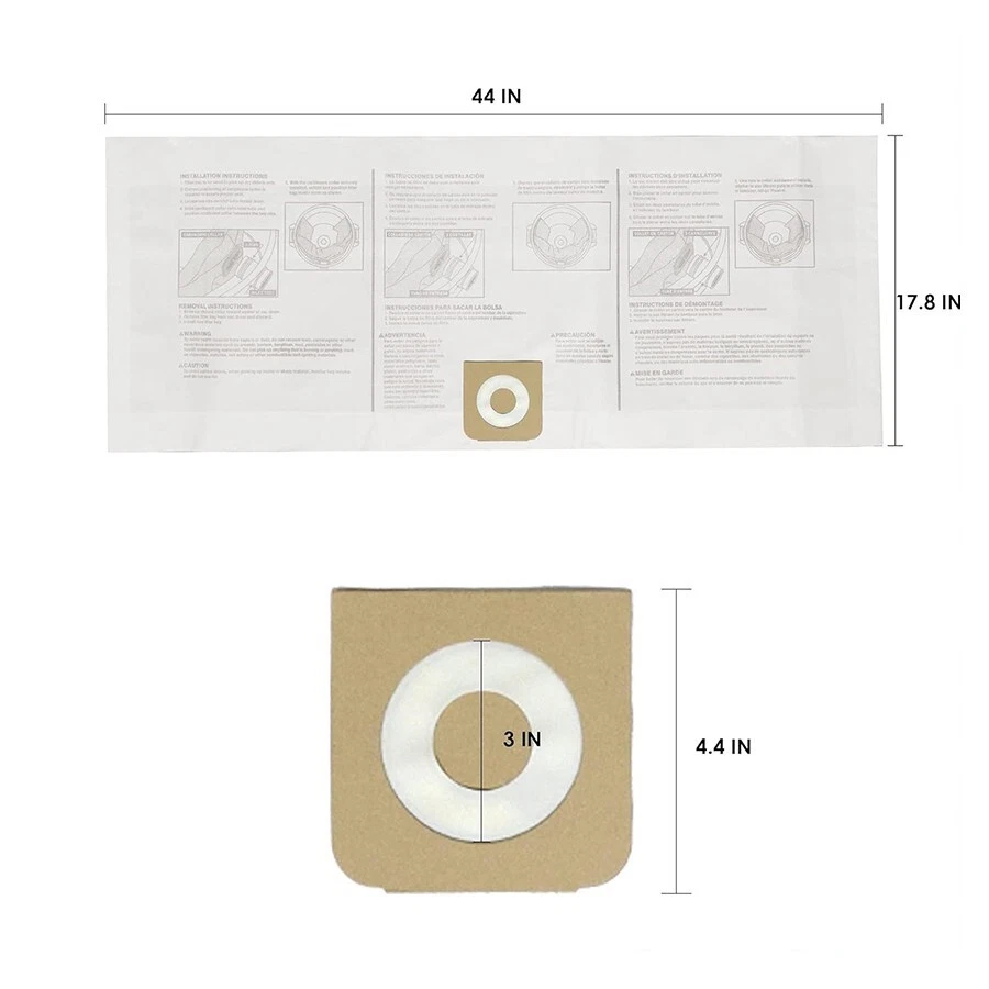 Bolsas de recolección de vacío húmedo/seco de 16-20 galones reemplazan para Craftsman ShopVec 6 paquetes Foto 4 de 4