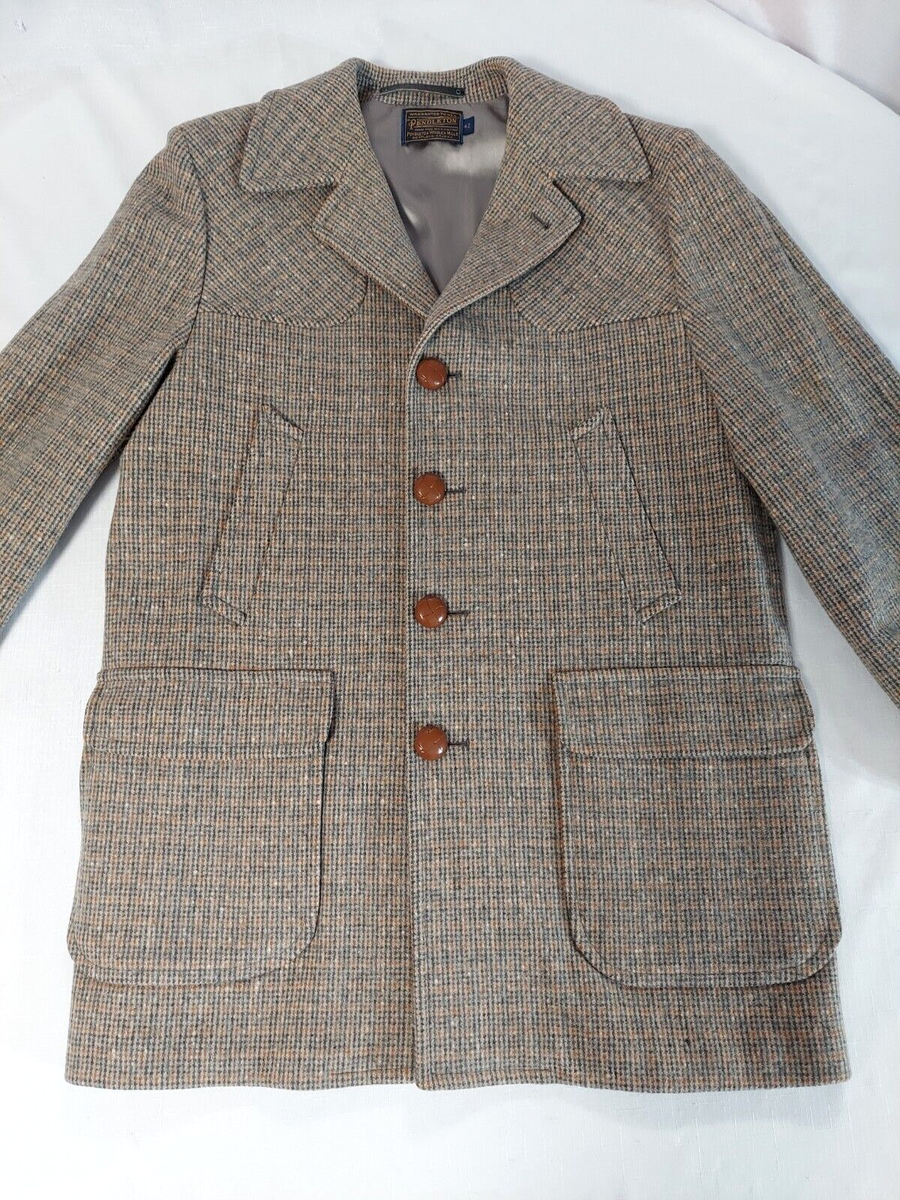 Pendleton Men's Vintage USA Made Gray Brown Wool Coat Jacket Pendleton Men's Vintage USA Made Gray Brown Wool Coat Jacket