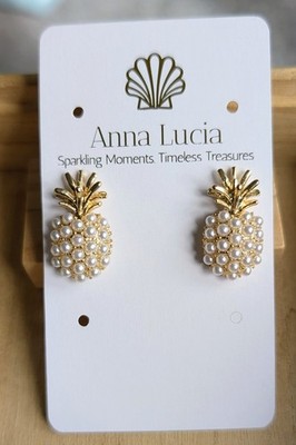 Neu mit Geschenkbox vergoldet Anna Lucia elegante Kunstperlen Ananas Ohrringe