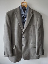 Mens 44"R Brown/Blue Houndtooth Greenwoods Blazer Single Country Jacket 0412