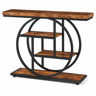 Konsolentisch 105cm Industrial 4 Etagen Flur Eingang Sofatisch Kreisfuß