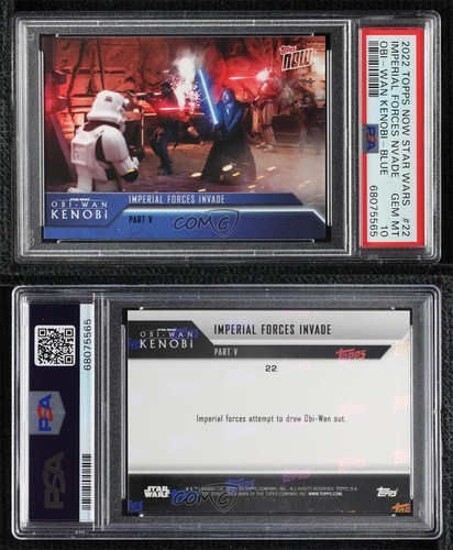2022 Topps Now Star Wars Obi-Wan Kenobi Część V Niebieski 21/49 #22 PSA 10 GEM MT 07qw - Zdjęcie 3 z 3