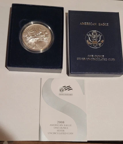 2008-W American Silver Eagle Uncirculated 1 oz .999 US Mint w/ Box & COA