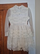 Hollywood Girls Size 7, Ivory Dress Communion Or Wedding. Lace Overlay.
