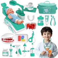 Toy Doctor Kit for Toddlers, Kids Dentist Play Set with Dentist Chair, Doll T...