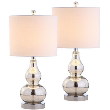 Jonathan Y 20.5 Mercury Silver Glass Table Lamp Modern Gourd Bedside Nightstand