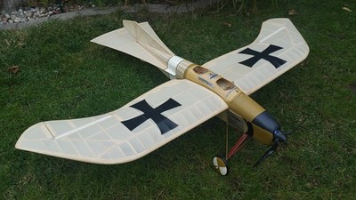 Etrich Taube in Holzbauweise, Unikat mit Querrudern und Brushless-Motor