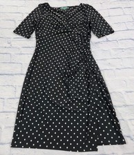 Lauren Ralph Lauren Dress WOMENS 10 Faux Wrap Short Sleeve Starburst Polka Dot 