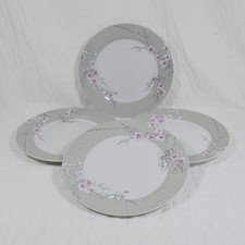 Portmeirion Studio Cherry Blossom Set Of 4 Dinner Plates 27cm Pastel Grey Floral