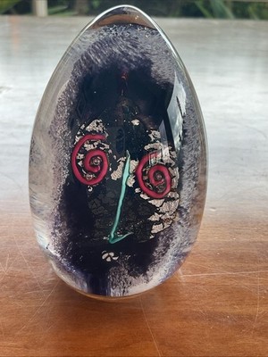 Signed Kerry Feldman Fine Line Studios Art Glass Double Face Sculpture