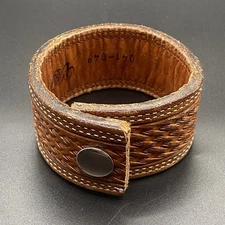 Vintage Vogt Hand Tooled Top Grain Leather Cuff Bracelet Old Mexico