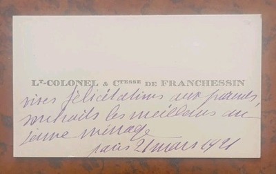 Visitenkarte Oberstleutnant & Gräfin von Franchessin - Visitenkarte  