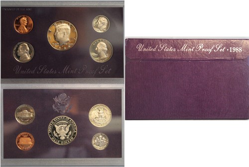 1988 Proof set CN-Clad Kennedy Half dollar Washington - (OGP) 5 coins (B2)