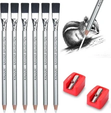 KALOUR Detail Eraser Pencil - 6pc Pencils with Brush and Multicolor