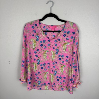 Lilly Pulitzer Pamala Top SMALL Prosecco Pink Tigress Garden Engineered Lileeze
