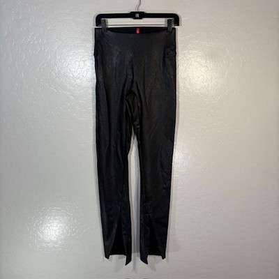 Spanx Leggings Womens S Tall Black Faux Leather High Rise Ankle Shaping 20526T