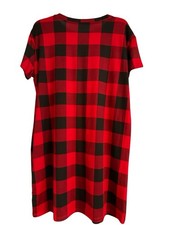 JoySpun Womens Cozy Plaid short sleeves Print Night Gown Sleep Shirt SZ S/M NWT